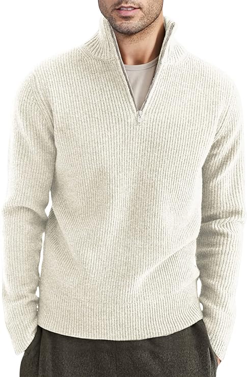Pull Homme Col Zip Décontracté et Élégant
