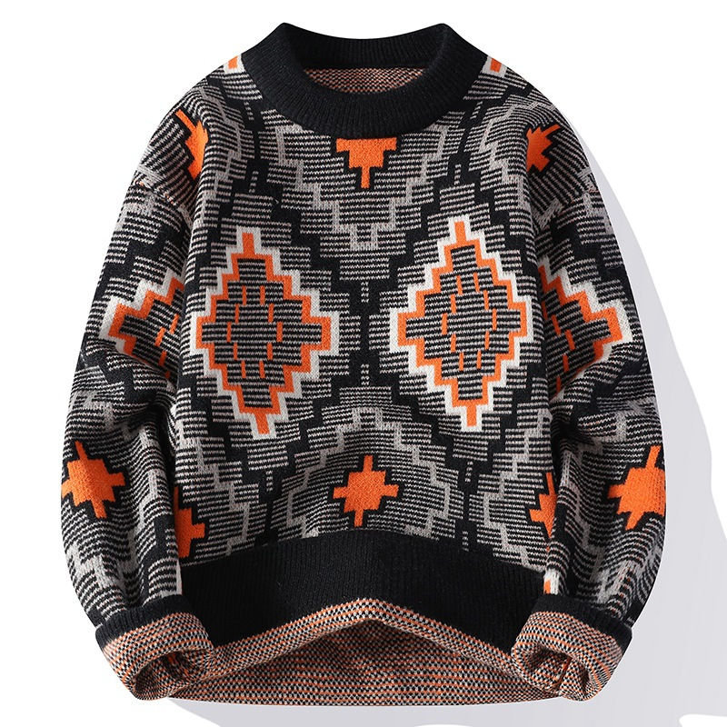Pull à Motifs Géométriques Unisexe Coloré
