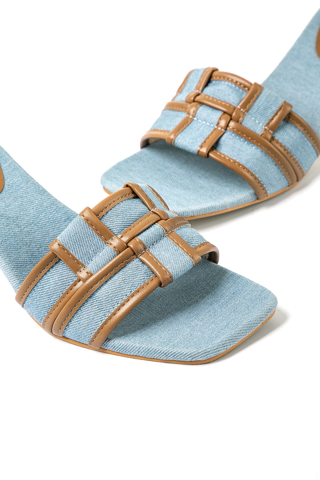 Mules Denim Élégantes à Talon Bloc Confortables