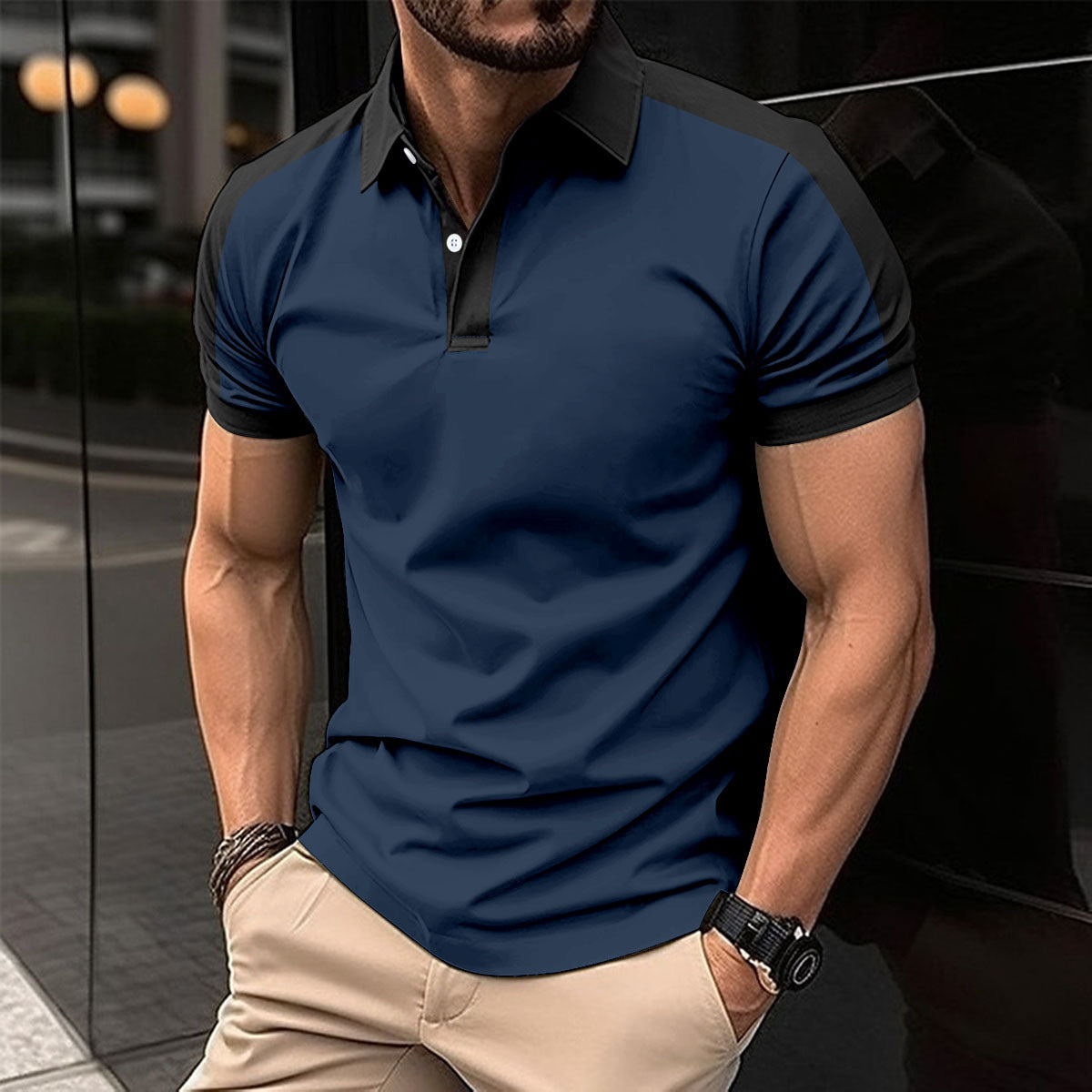 Chemise Homme Manche Courte Polo Été Décontractée