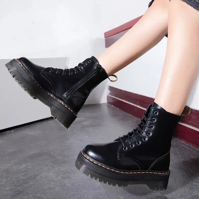 Bottines Plates en Cuir Élégantes pour Femme