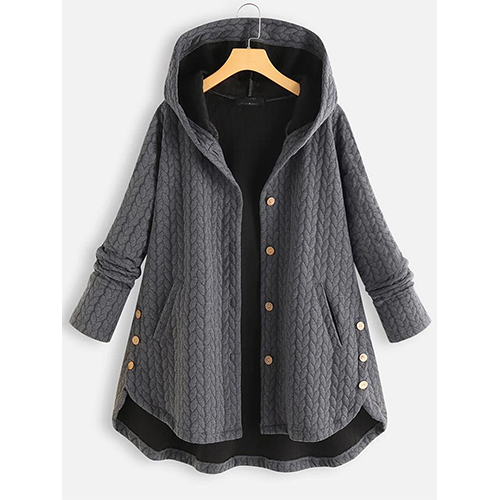 Manteau à capuche hiver chaud et élégant fermeture éclair
