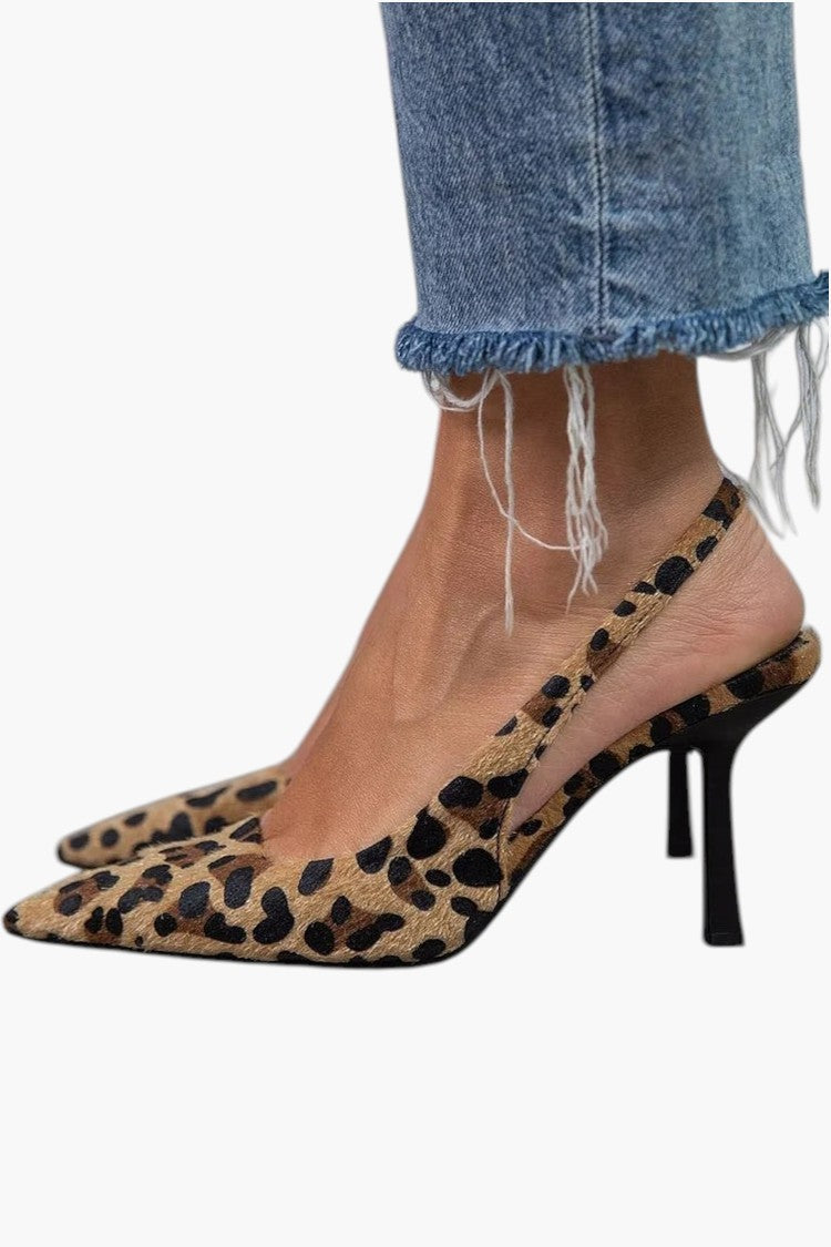 Escarpins Slingback Femme Daim Bout Pointu Talon Fin