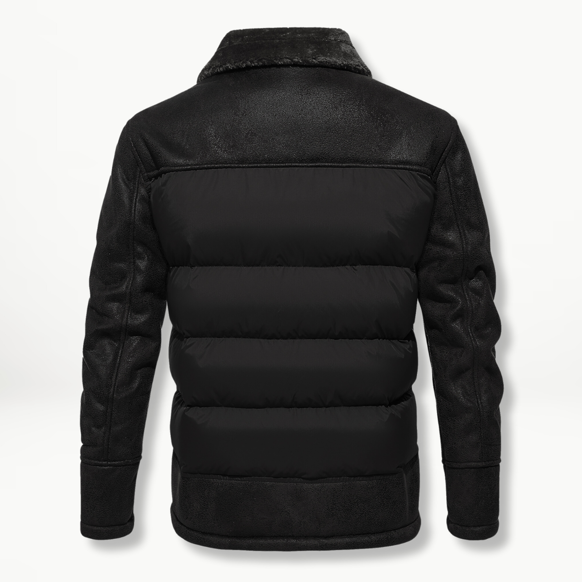 Parka Hiver Homme Cuir Artificiel et Col en Fourrure