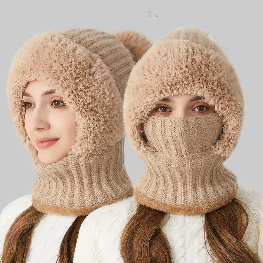 Bonnet Écharpe Femelle Hiver Doux et Chaud