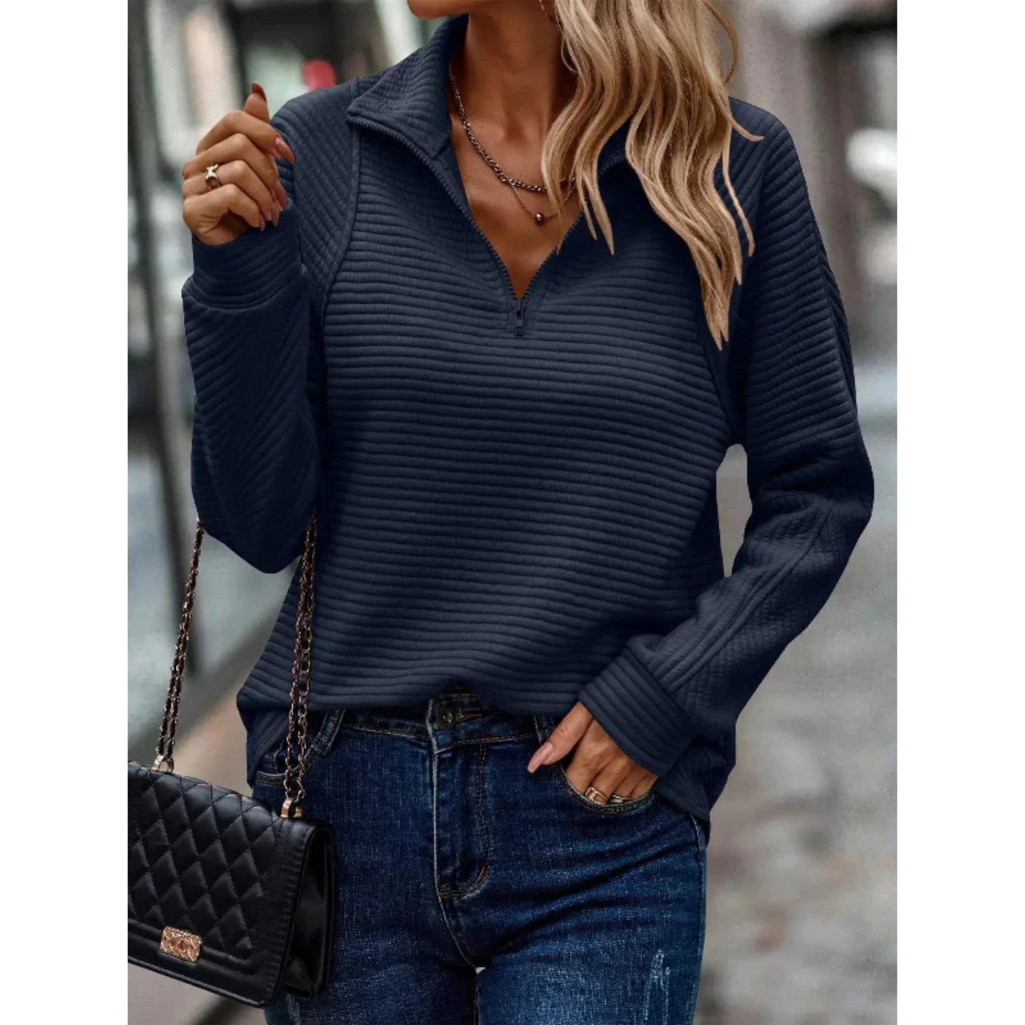 Pull Femme Hiver Col Zippé