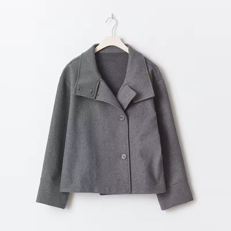 Manteau Femme Court Élégant à Fermeture Éclair Double