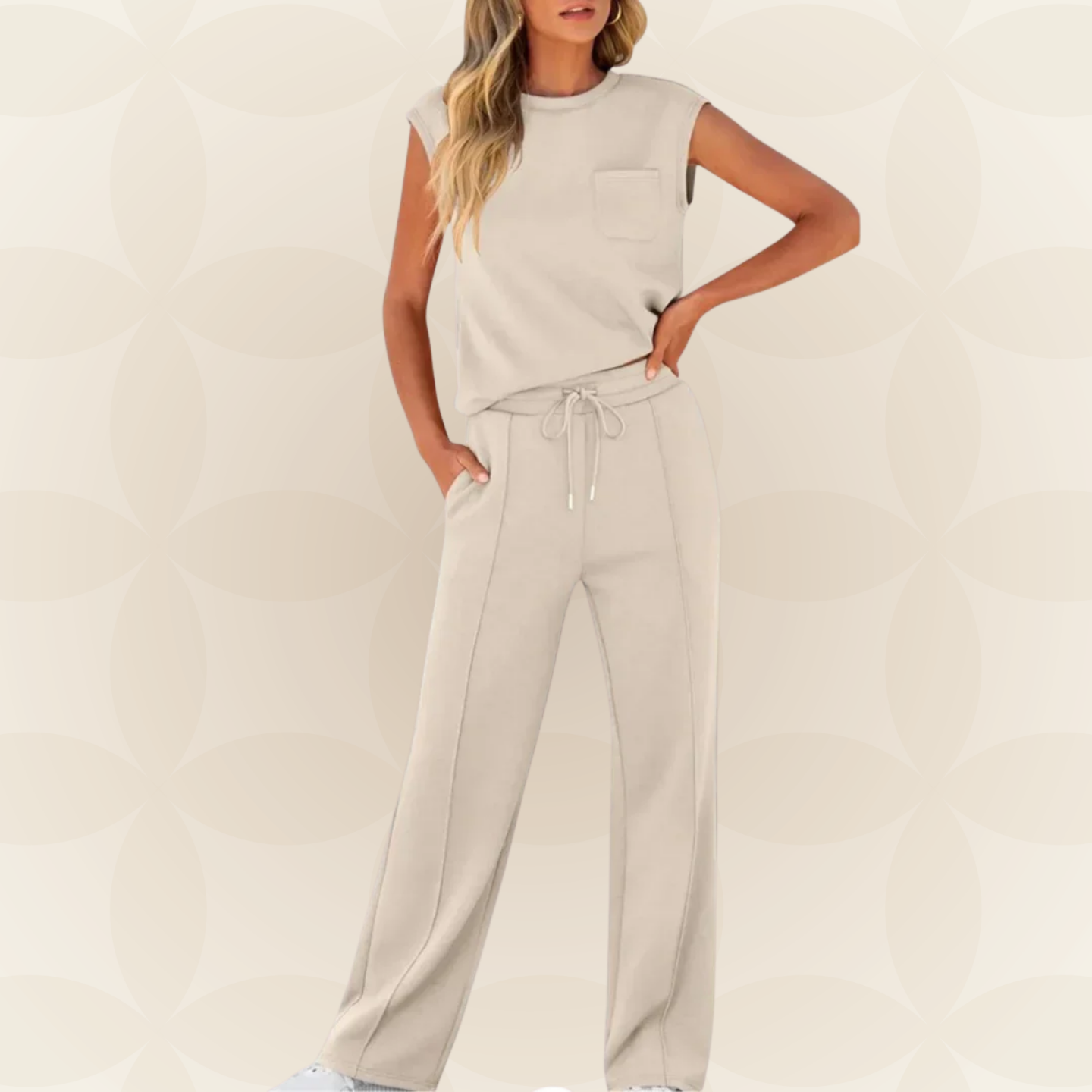 Ensemble Femme Sans Manches et Pantalon Large Fluide
