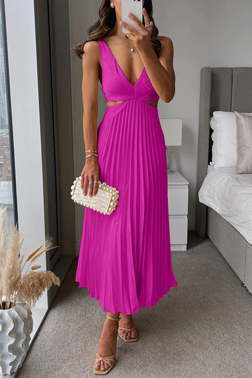 Robe de Soirée Satinée Décolletée avec Ceinture Taille Cintrée