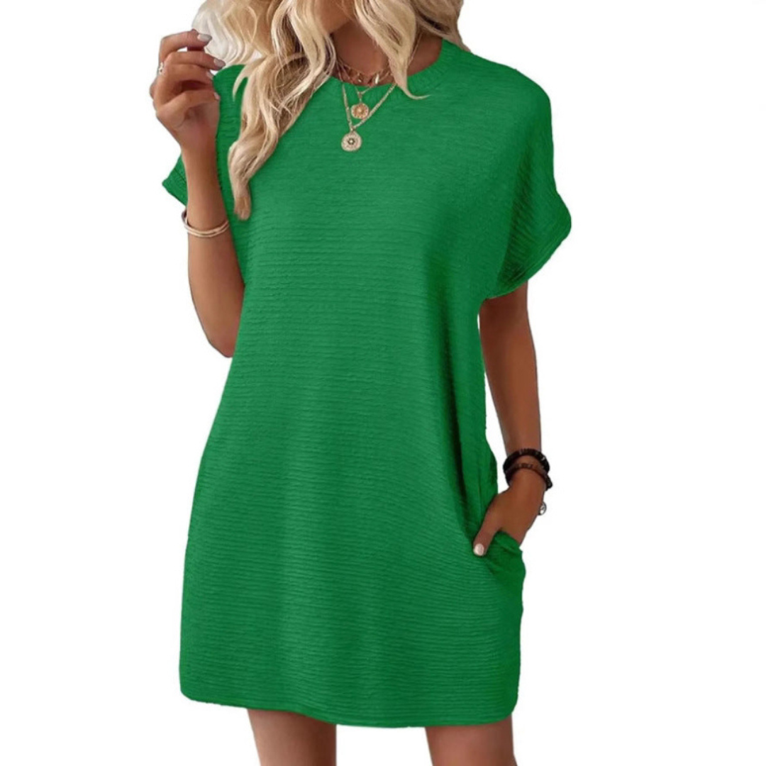 Robe Femme Décontractée Col Rond Poches Pratiques