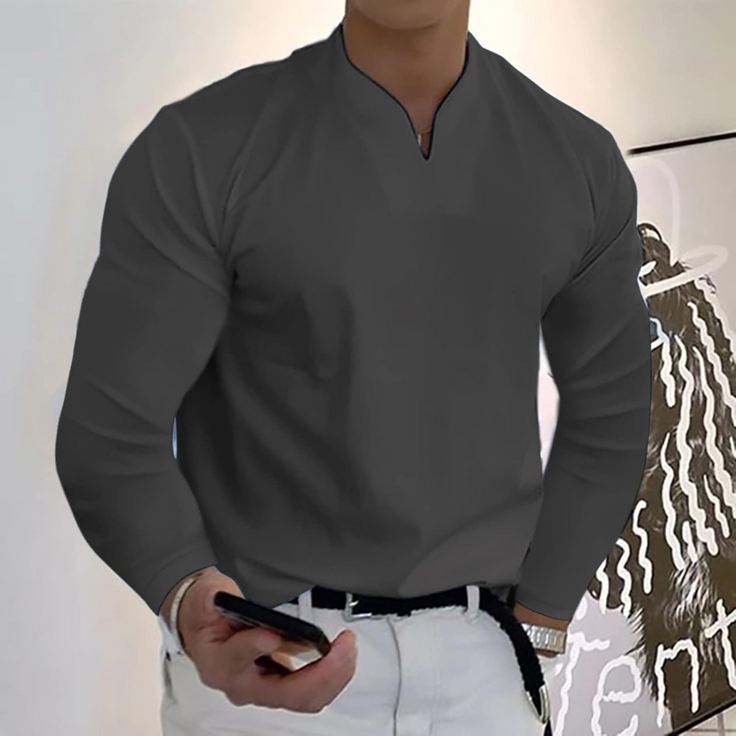 Polo Homme Classique Manches Longues Séchage Ultra-Rapide