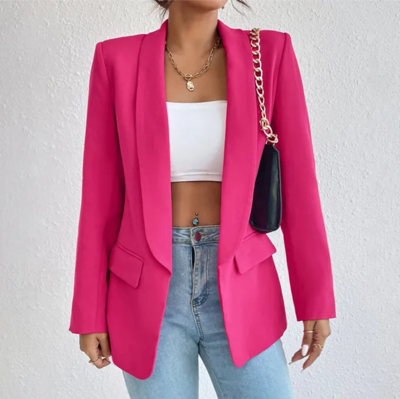 Blazer Femme Chic Grande Taille Longue Manche