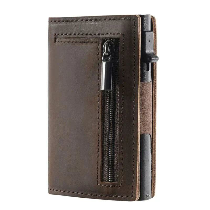 Portefeuille Homme à Fermeture Éclair Cuir