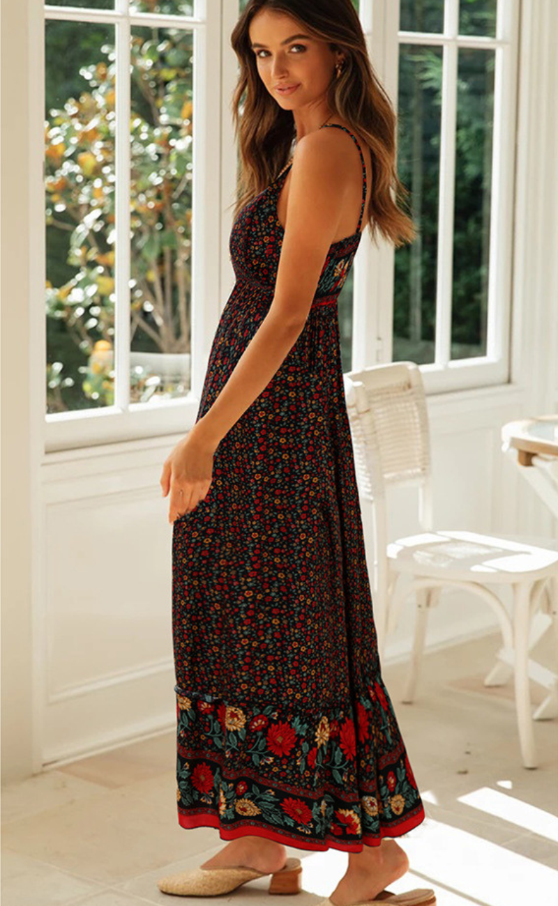 Robe de Plage Bohème à Bretelles pour Femme