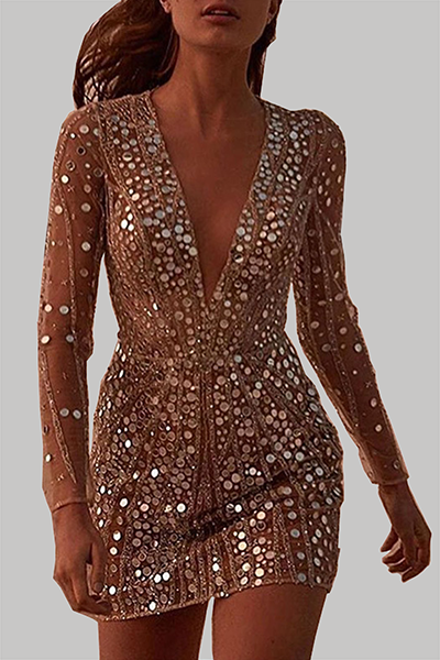 Robe Femme Pailletée Coupe Ajustée Style Soirée