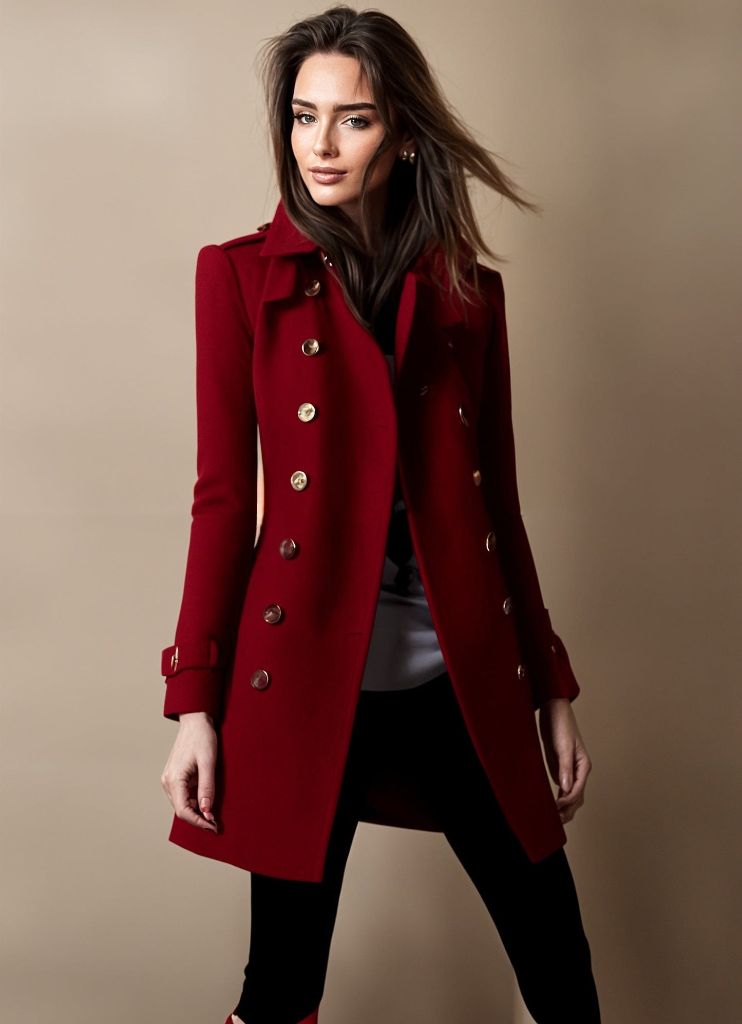 Manteau Laine Épais à Manches Longues et Douillet