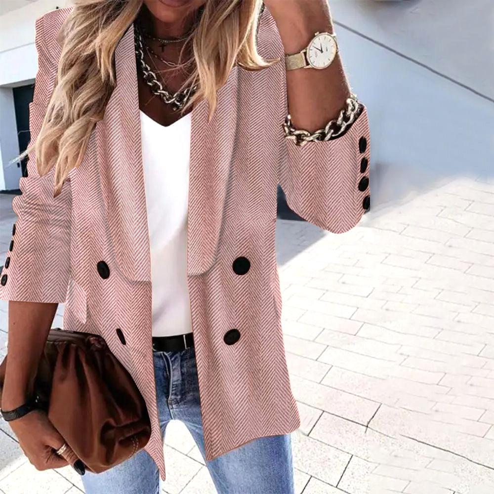 Veste femme carreaux roses élégante à boutons - PanierRoyale
