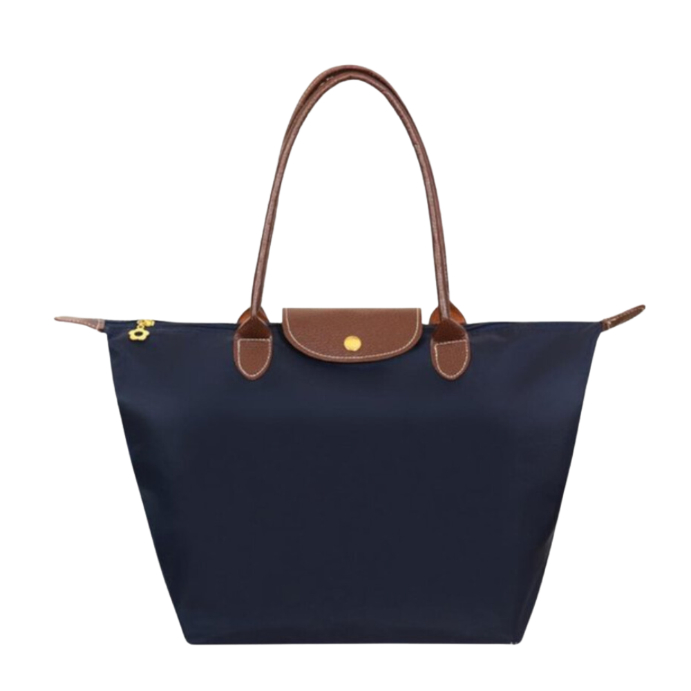 Sac à main femme en nylon robuste avec poignées cuir marron