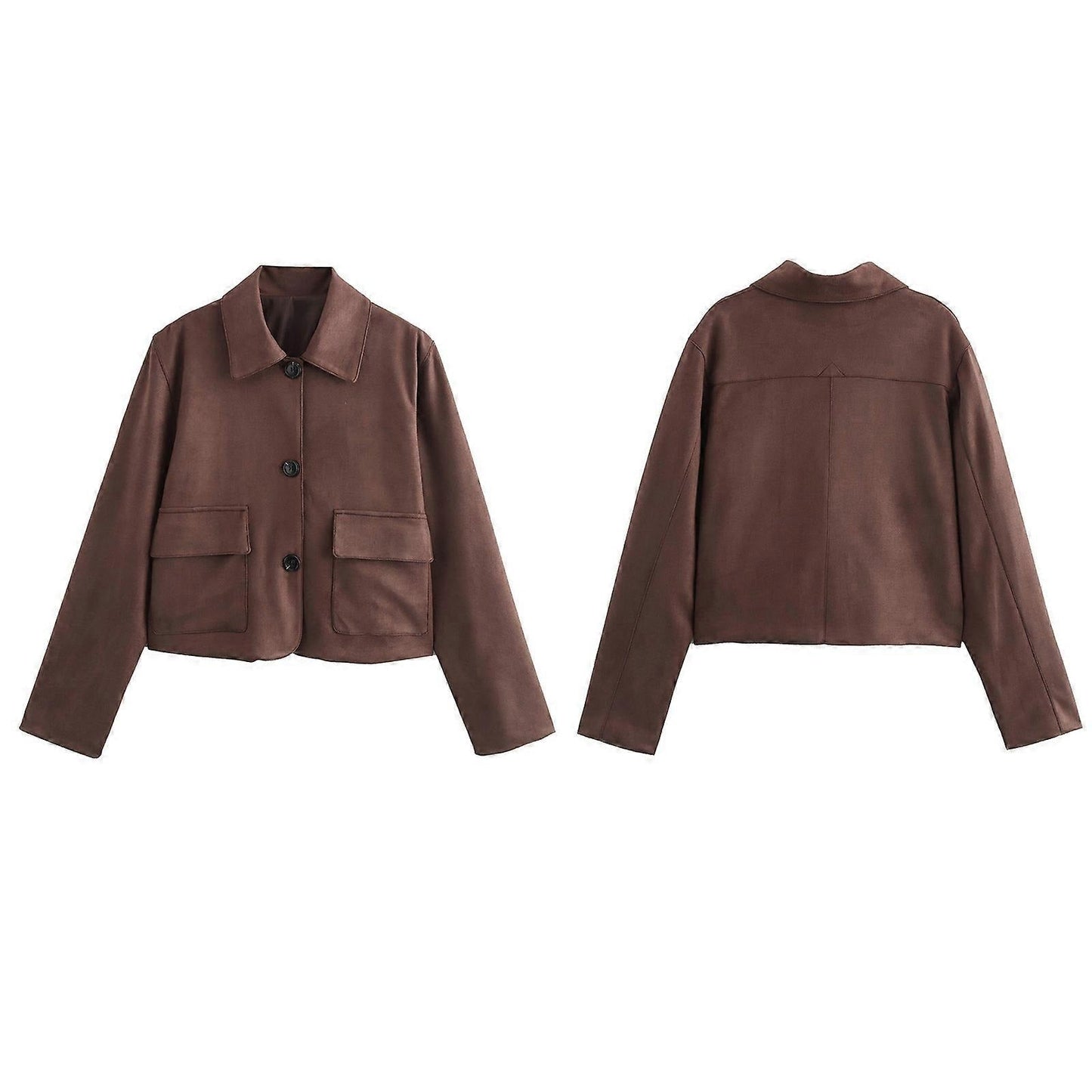 Veste courte femme boutonnée coupe droite avec poches style quotidien