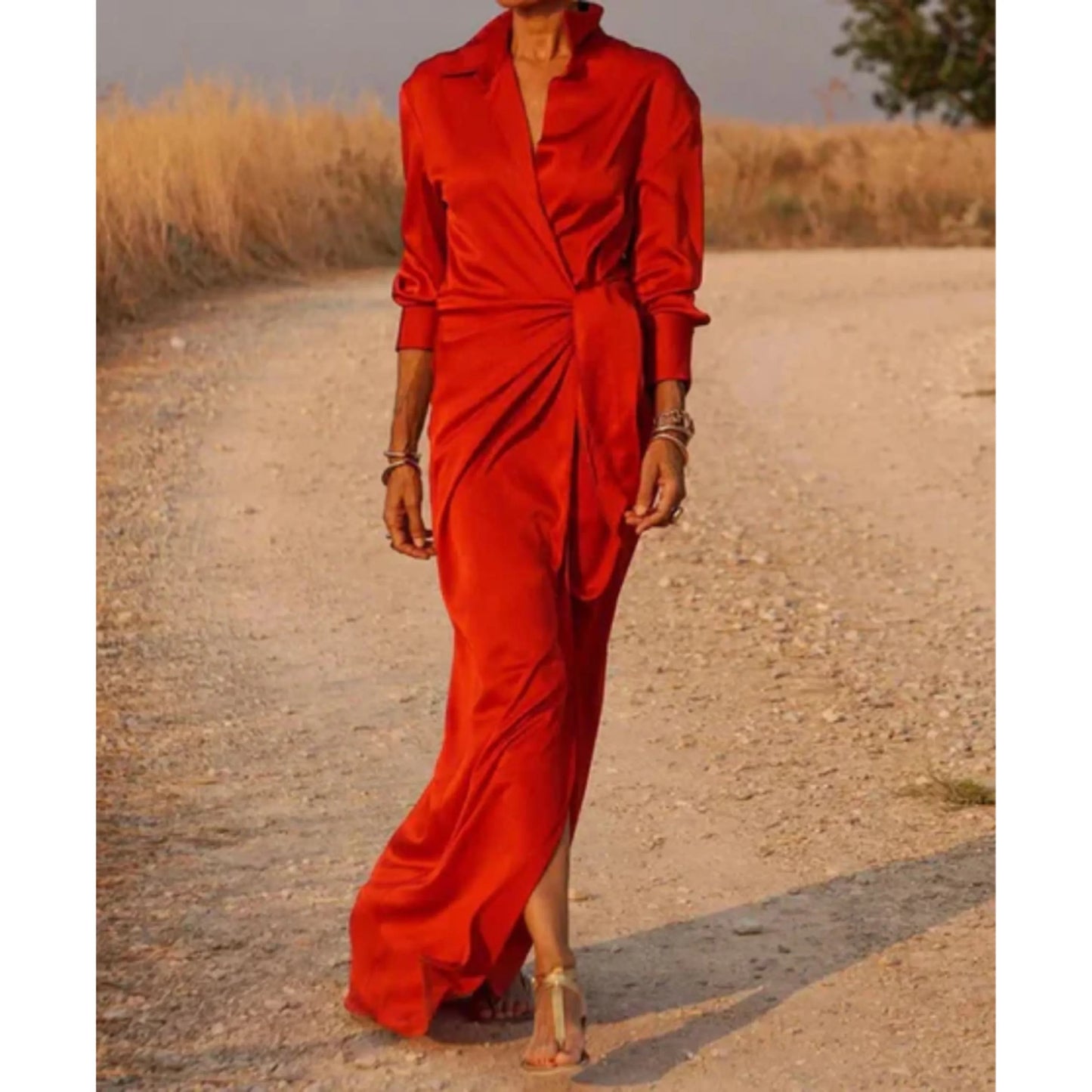 Robe Chemisier Longue Femme Élégante