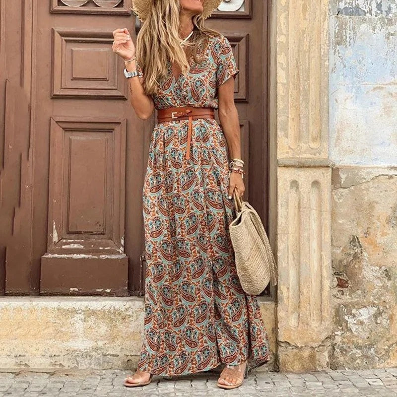 Robe Longue Soirée Élégante à Ceinture