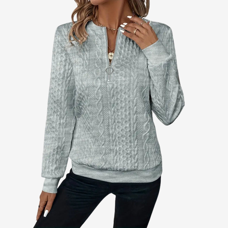 Pull Femme Col Rond Zippé Moderne