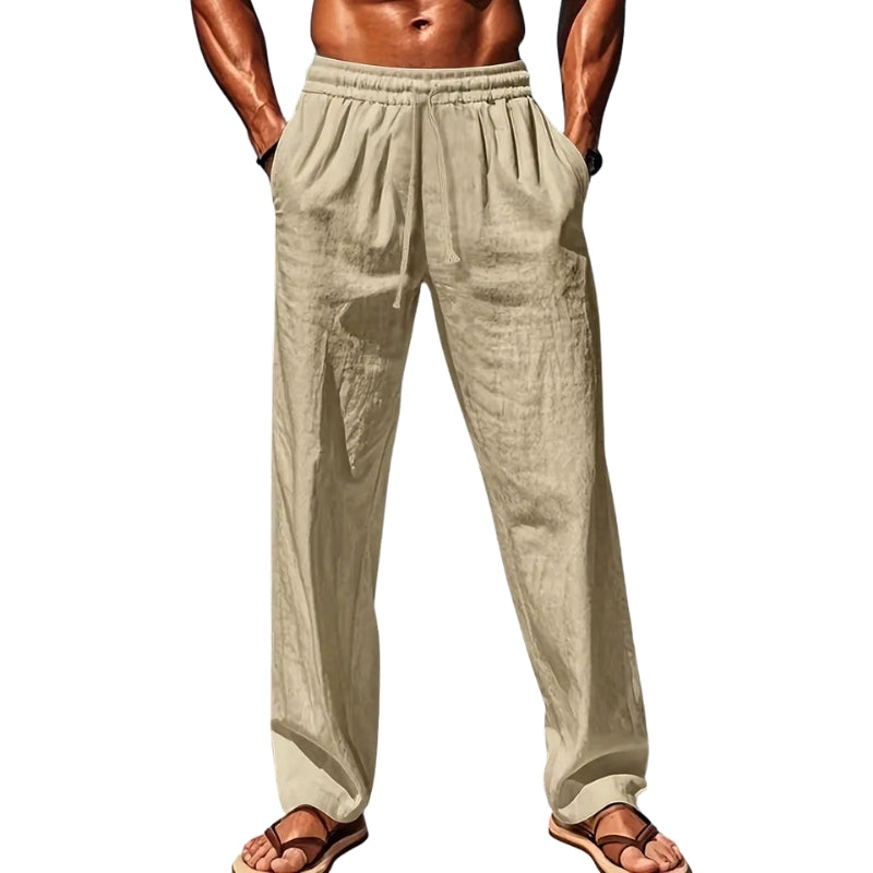 Pantalon Lin Décontracté avec Ceinture Élastique