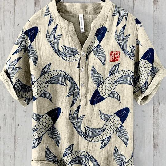 Chemise Homme Décontractée à Poissons