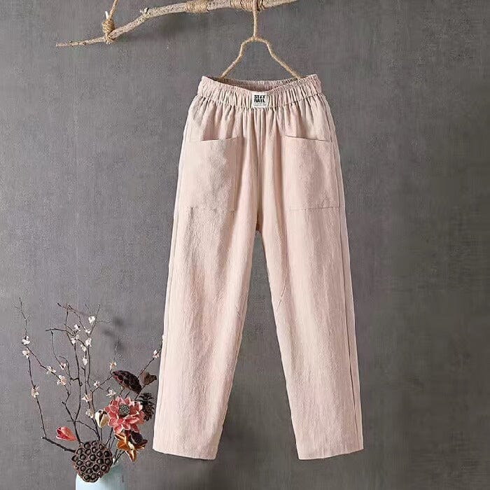 Pantalon Femme Décontracté à Taille Élastique pour Loisirs