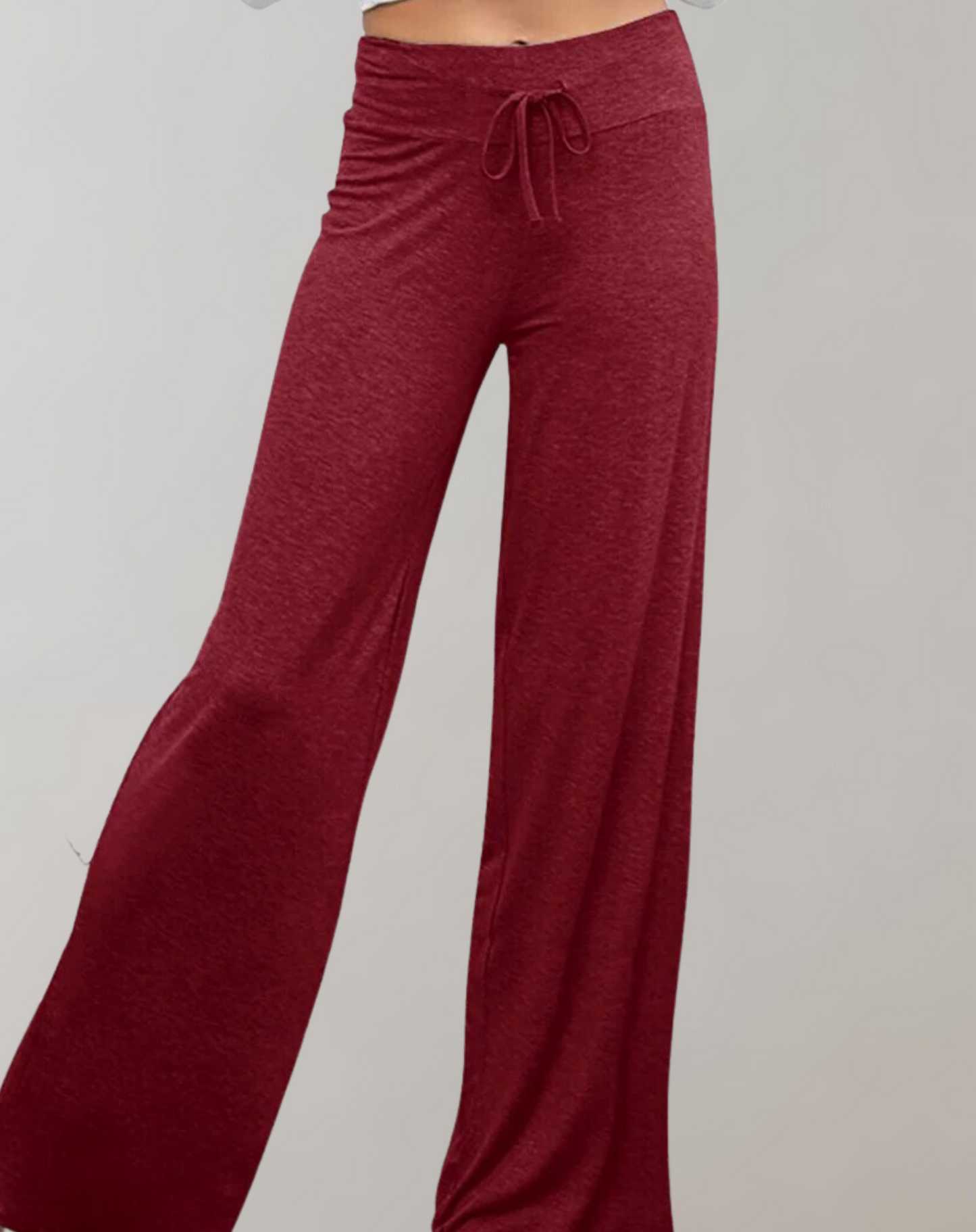 Pantalon Large Évasé Uni Coloris Élégant