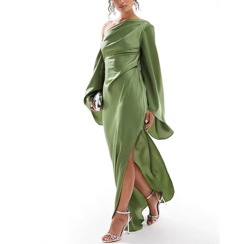 Robe Féminine Asymétrique Manches Longues pour Soirée - PanierRoyale