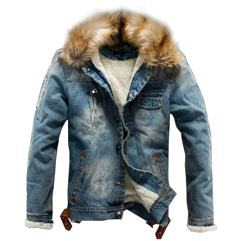 Veste Jean Décontractée à Col en Fausse Fourrure