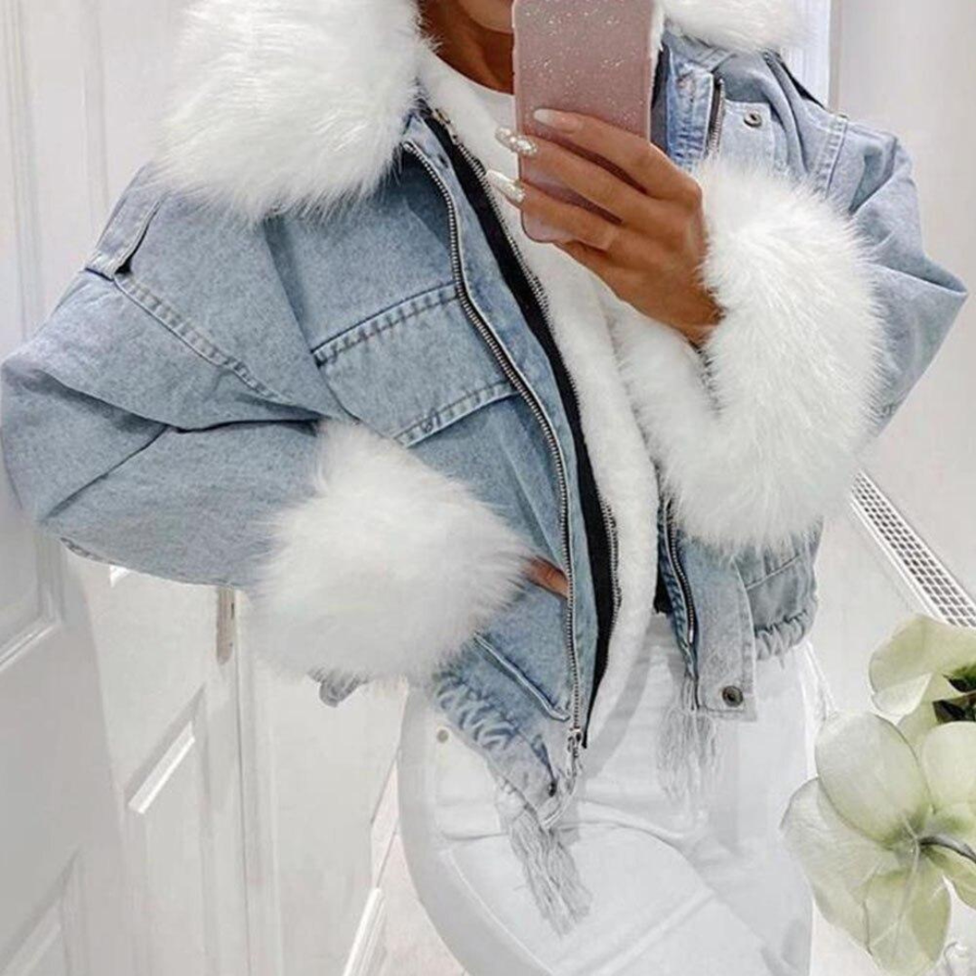 Veste Denim Hiver Féminine Slim Fashion - PanierRoyale