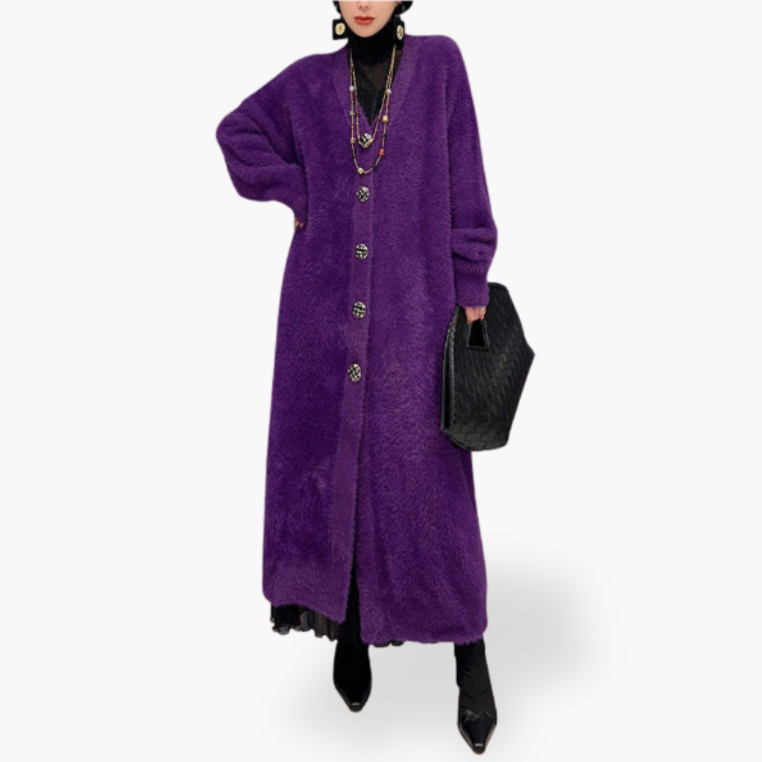 Cardigan Femme Hiver Doux Col V Boutons - PanierRoyale