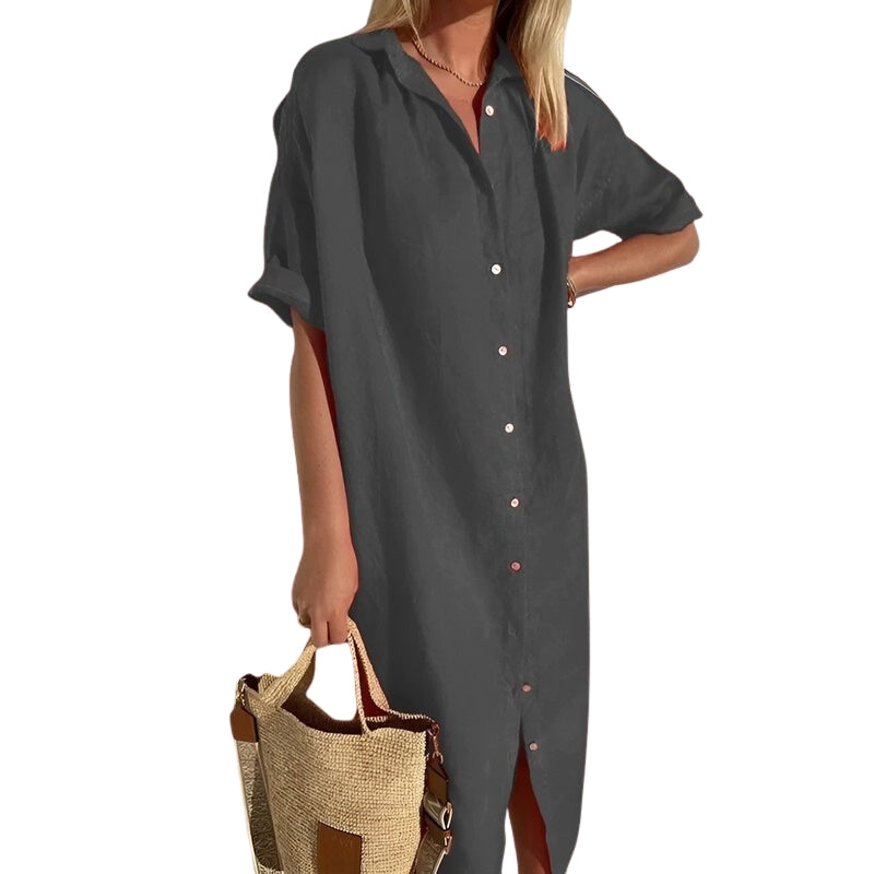 Robe Été Longue Manches Courtes pour Femme