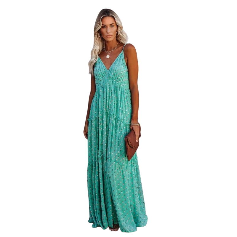 Robe Bohème Élégante Sans Manches Décolleté Plongeant - PanierRoyale