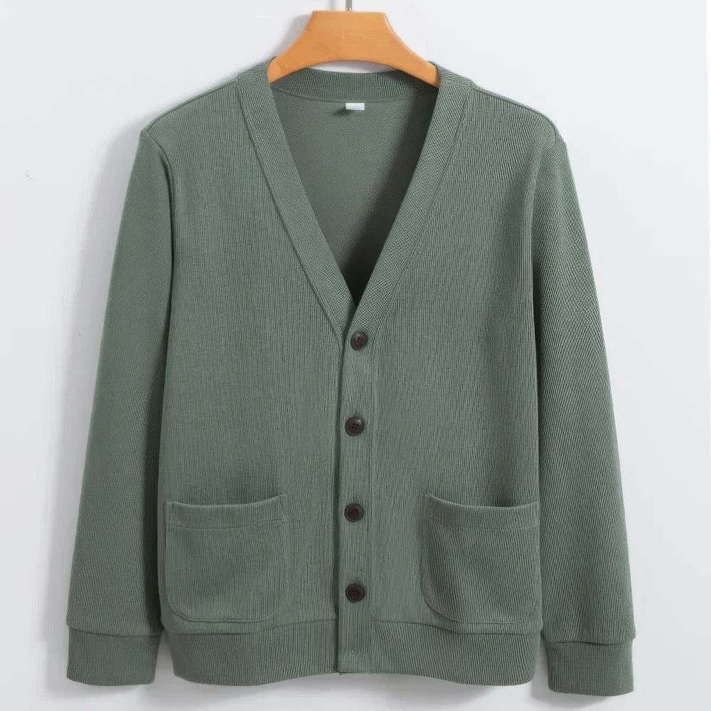 Cardigan Homme Hiver Chaud avec Col en V et Poches