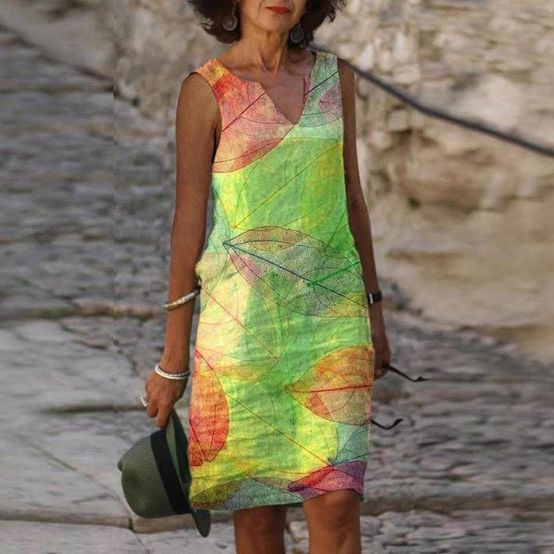 Robe Été Florale Col V – Taille Élégante et Fluidité Parfaite