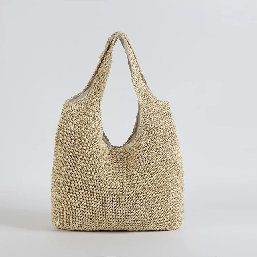 Sac de Plage Tressé Naturel Beige