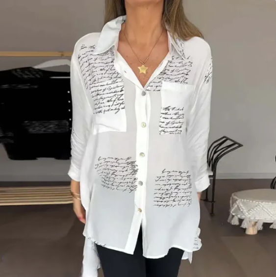 Blouse Femme Élégante en Coton Blanc Respirant