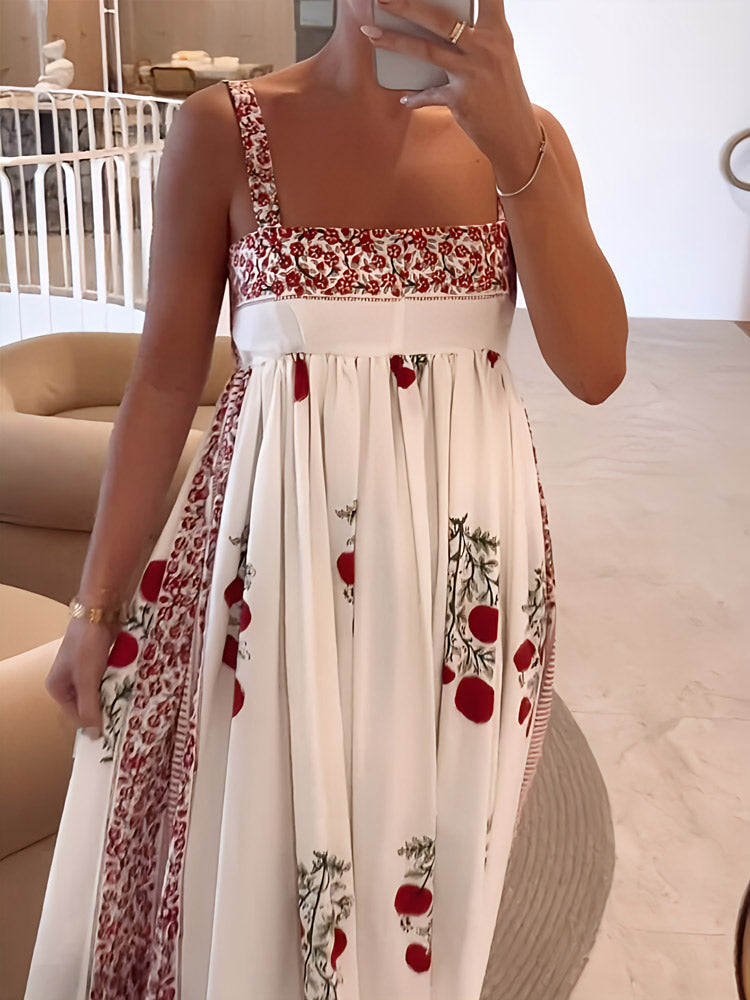 Robe Bohème à Bretelles Fleurs Été