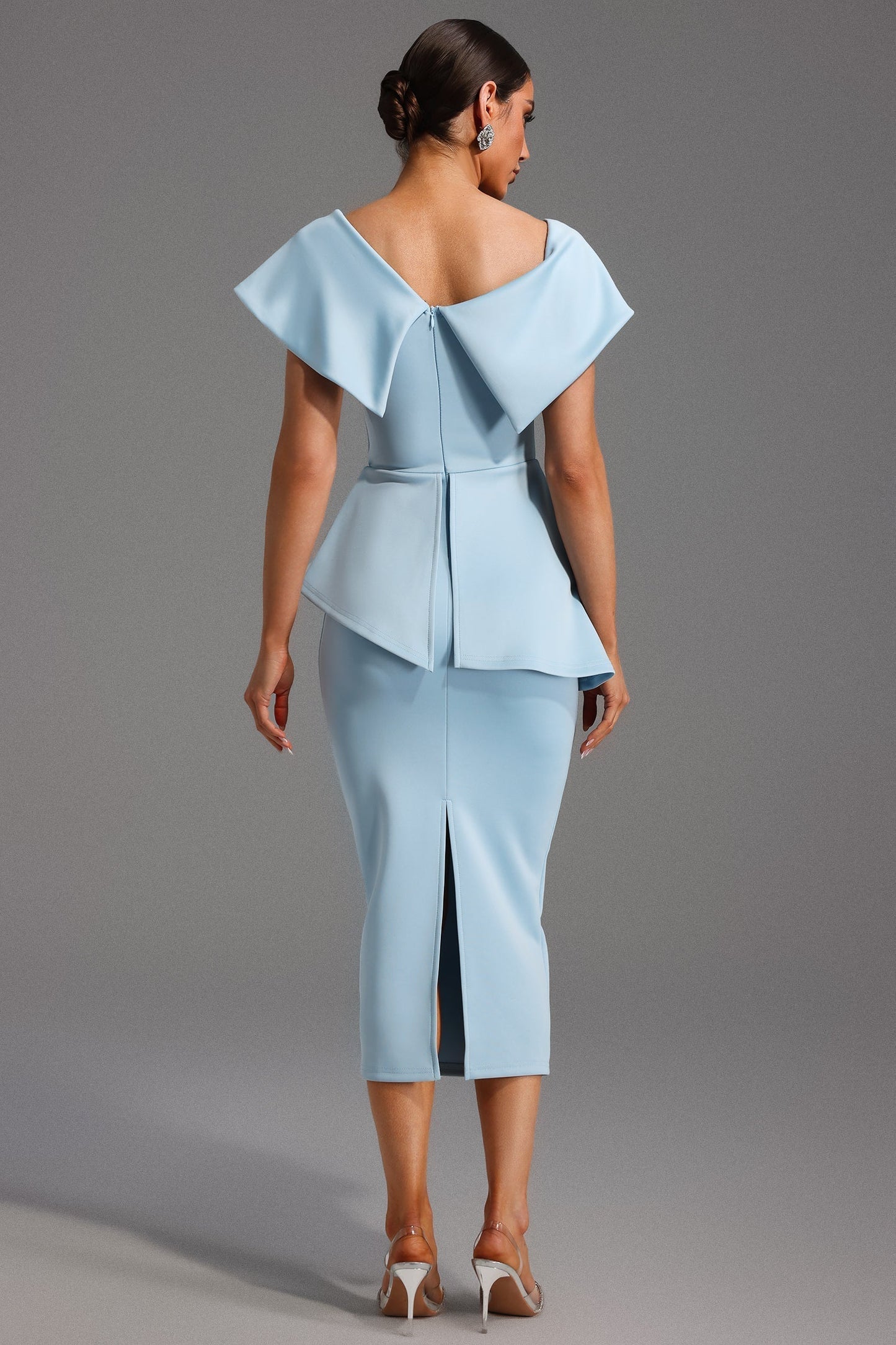 Robe Midi Femme Détail Asymétrique Coupe Ajustée