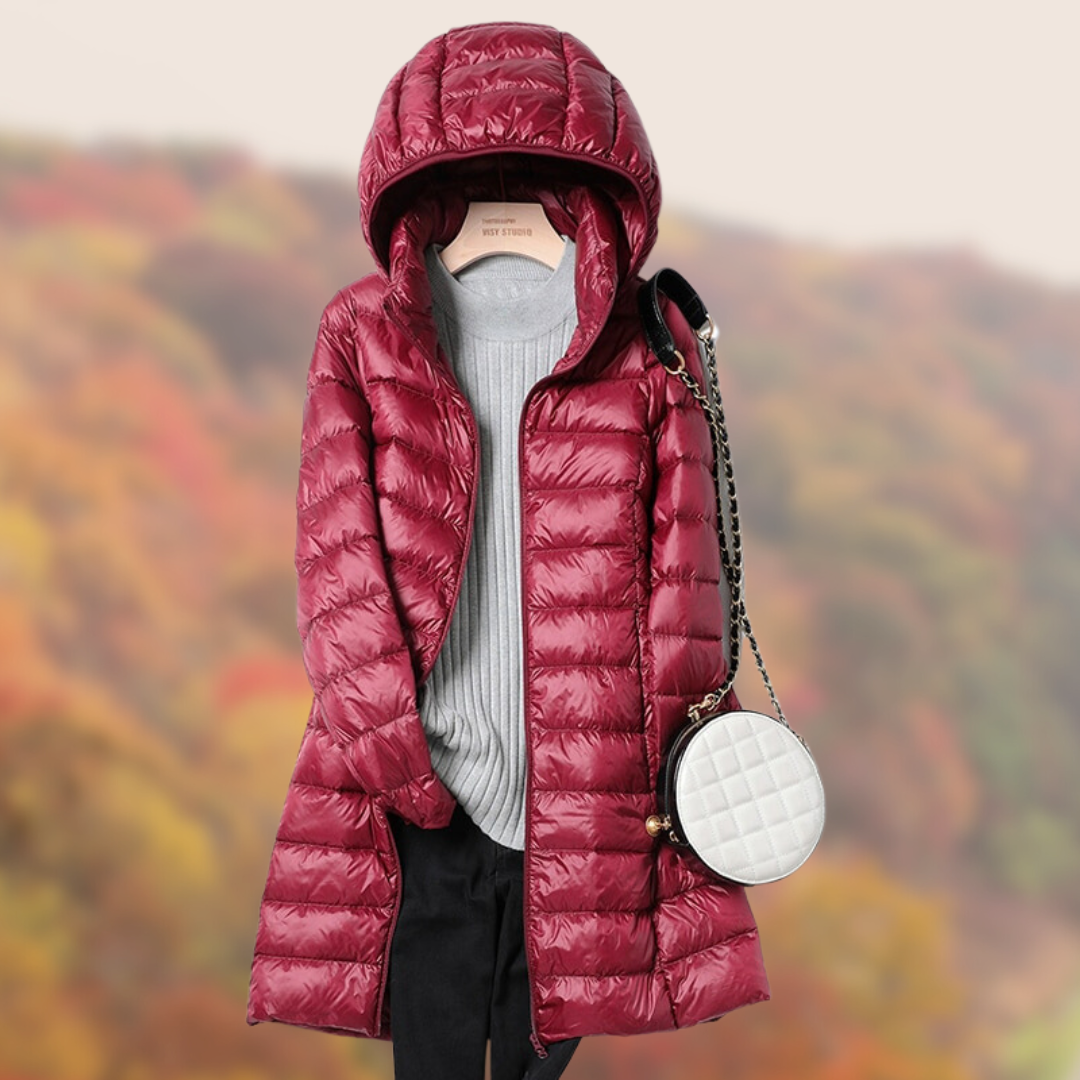 Manteau Femme À Capuche Mi-long Chaud et Léger