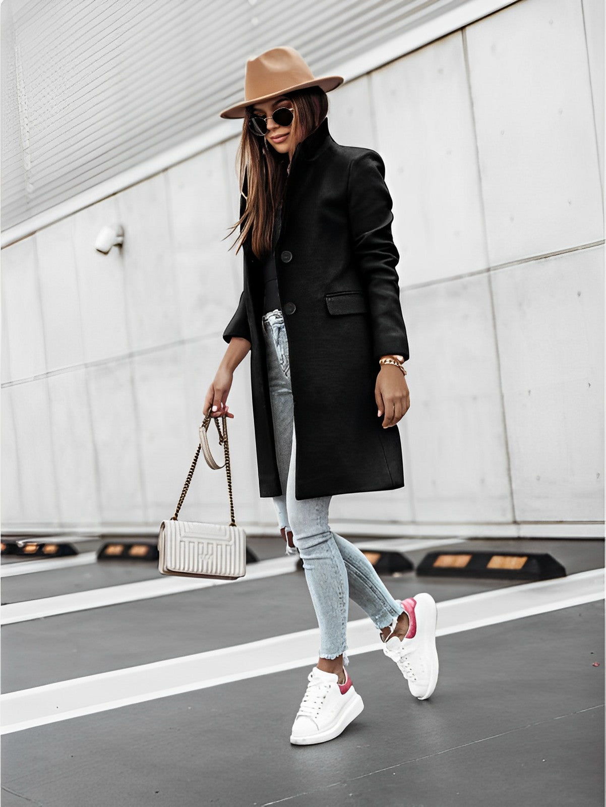 Manteau Femme Hiver Élégant avec Capuchon et Poches