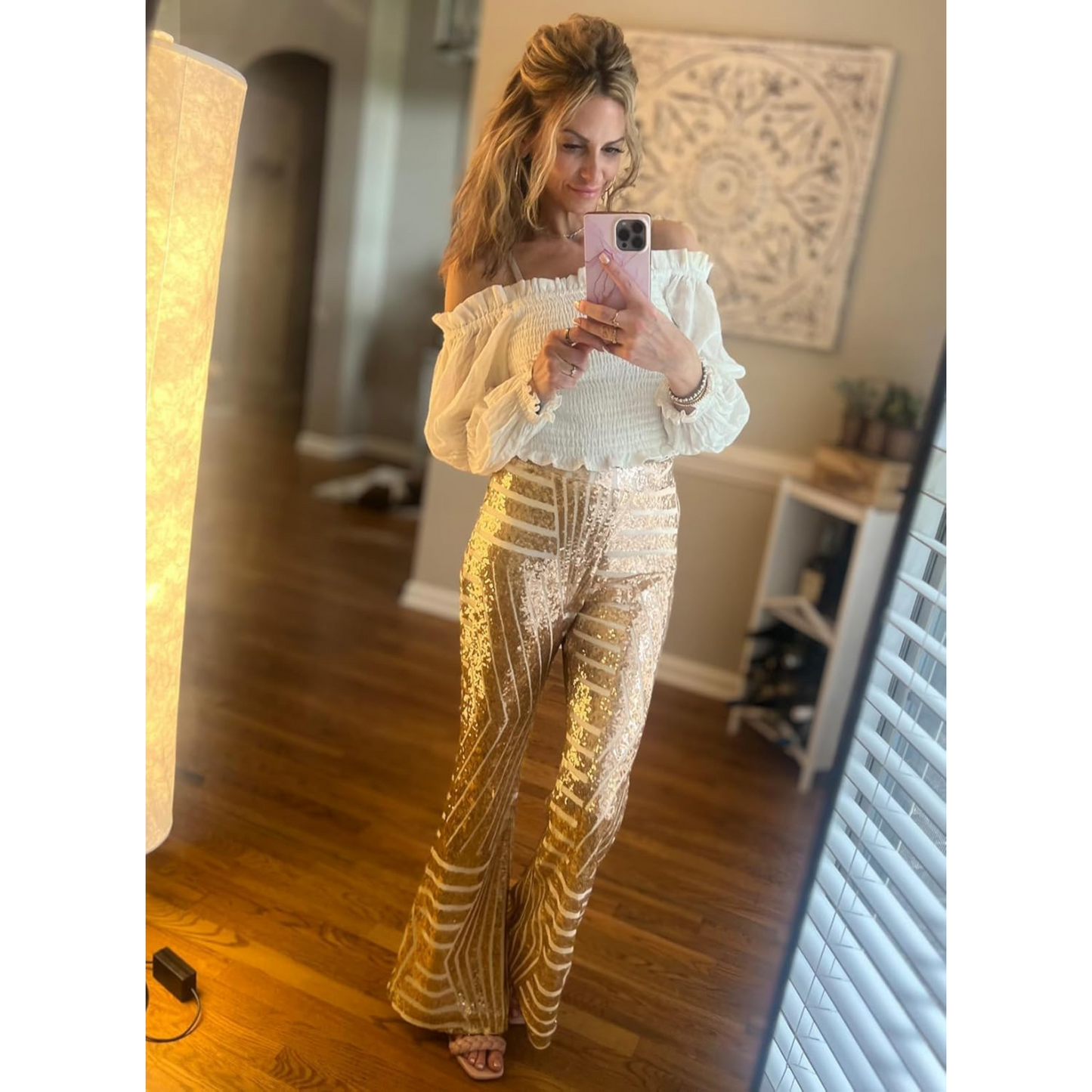 Pantalon Femme Élégant Rétro Brillant - luxestyle