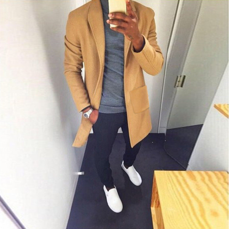 Manteau Homme Imperméable Long avec Ceinture pour Soirée