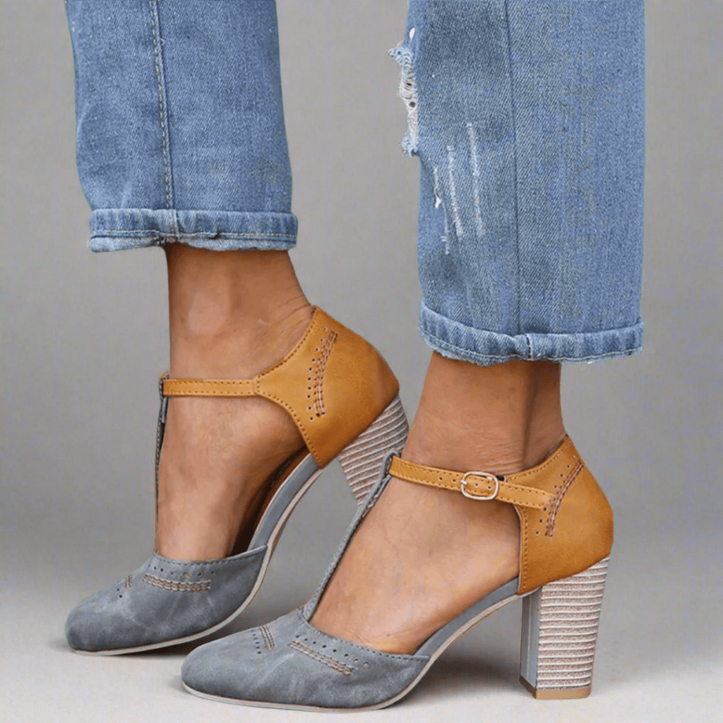 Chaussures Femme à Talons Bloc et Lanières Adjustables