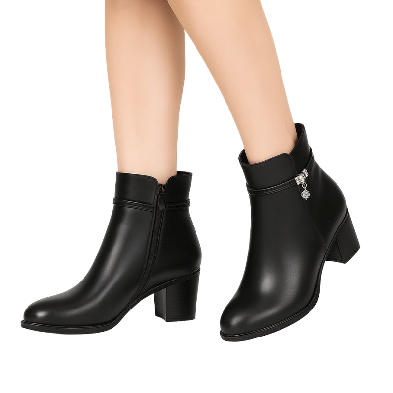 Bottines Femme Élégantes à Talon Haut et Éclair Latéral