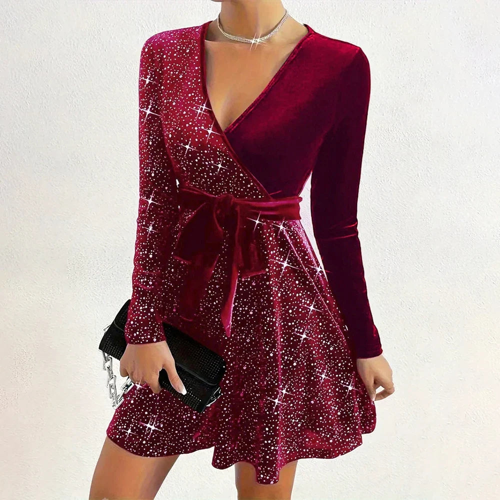 Robe Femme Élégante à Manches Longues Noir