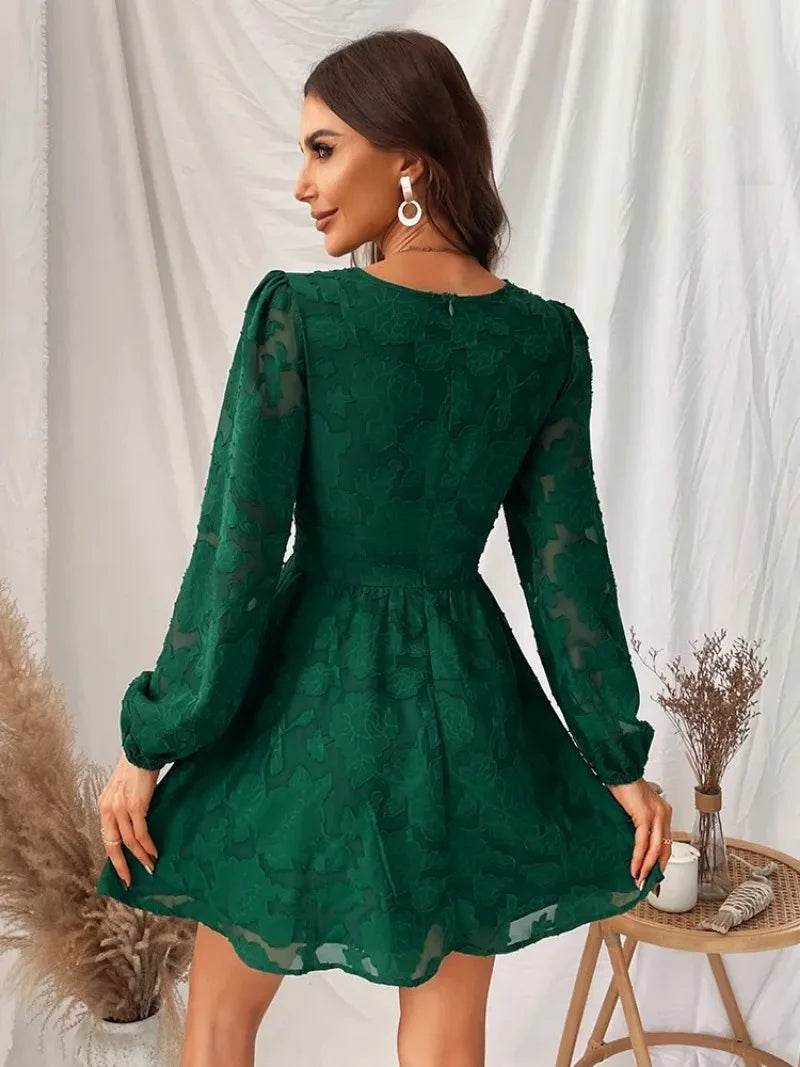 Guni™ – Robe Longue Femme Élégante en Dentelle Verte Confortable-2